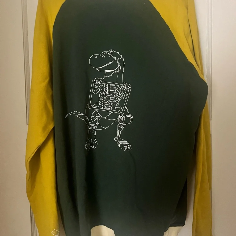 Dinosaur Graphic Sweatshirt in Green and Yellow - Picture 4 of 4
